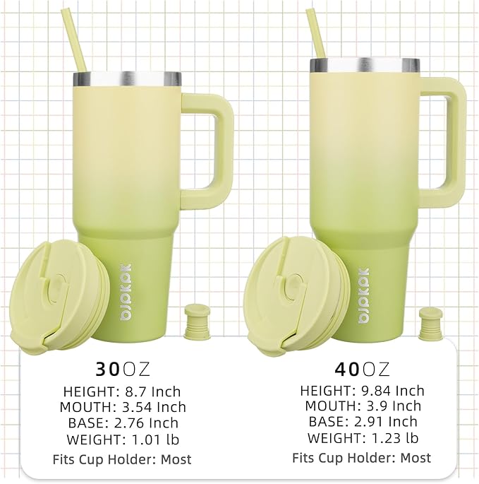 BJPKPK 30 oz Tumbler With Handle Insulated Tumblers With Lid And Straw Stainless Steel Thermal Cup,Lime