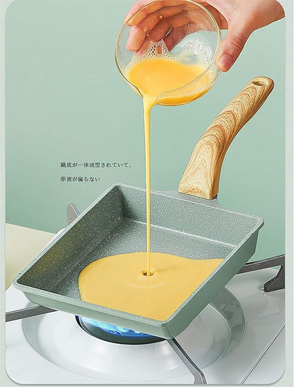Japanese Omelette Pan Nonstick Tamagoyaki Egg Pan,Retangle Small Frying Pan,with Silicone Spatula & Brush,Non-Stick Coating (PFOA Free) - 20 x 15cm