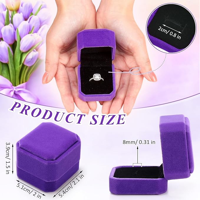 Laumoi 36 Pcs Velvet Ring Box for Wedding Ceremony Engagement Jewelry Boxes Packaging Display Ring Case Earring Storage Holder for Proposal Anniversary Birthday Gift(Purple)