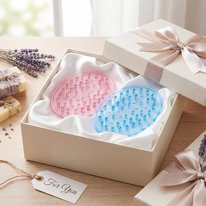 2 Pcs Plastic Soap Holder Soap Dish Bar Saver Tray with Holes Sponge Holder for Kitchen Bathroom Shower Counter, 4.5 x 3 x 0.7 Inches (Pink,Blue)