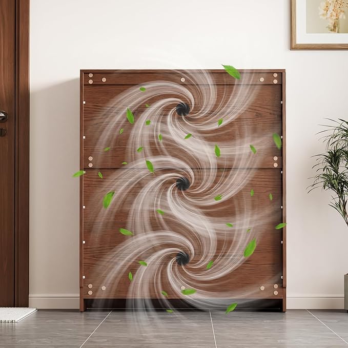 KungFuWood Soild Wood Shoe Storage Cabinet with 3 Flip Drawers for Entryway,Narrow Shoe Rack Cabinet with Adjustable Shelves,Morden Hidden Shoe Organizer,Foyer, Hallway