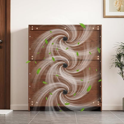 KungFuWood Soild Wood Shoe Storage Cabinet with 3 Flip Drawers for Entryway,Narrow Shoe Rack Cabinet with Adjustable Shelves,Morden Hidden Shoe Organizer,Foyer, Hallway