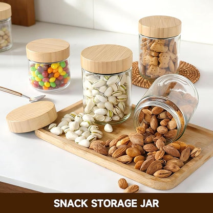 Agotglmi Glass Jars with Airtight Lids, Overnight Oats Containers Set of 8(16oz & 8oz), Wide Mouth Mason Jars for Meal Prep, Salad, Snack, Food Storage, Bathroom Organizer & DIY Crafts with 2 Spoons
