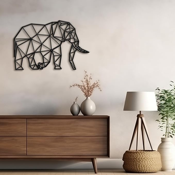 SIGNLEADER Metal Wall Art Decor Pregnant Elephant Modern Abstract Wall Sculpture Hangings Home Decoration for Living Room, Bedroom, Bathroom, Kitchen, Outdoor - 36" Black
