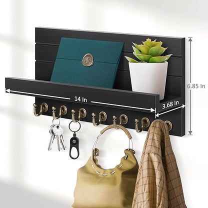 Key Holder for Wall: Upgraded 7 Sturdy Key Hooks Easy Installation Mail Organizer Wall Mount Hanging Key Rack for Kitchen and Entryway Decor