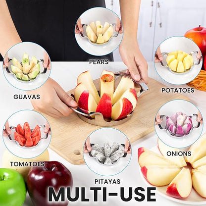 AUBENR 4.72 Inch Extra Large Apple Slicer with 8 Blades - Professional Heavy Duty Apple Cutter -304 Stainless Steel Apple Corer Tool - Sharp Apple Slicer and Corer - Easy to Use - Dishwasher Safe