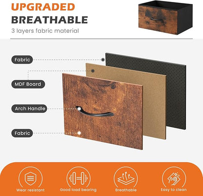 Sweetcrispy 4 Drawer Dresser Fabric Storage Tower with Wood Top, Brown | Sturdy steel frame, fabric drawers, easy-pull handles. Small space-saving organizer for bedroom, closet, entryway.