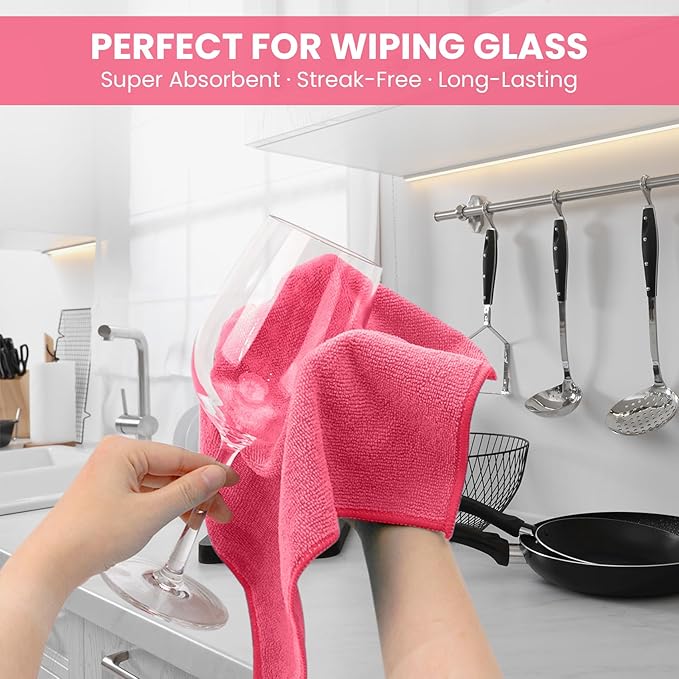 12 Pack Microfiber Cleaning Cloth, 11 Assorted Colors Cleaning Rags for Housekeeping, Colorful Reusable Microfiber Towels for Car, Kitchen, Bathroom and Household Cleaning Supplies, 11.8"X11.8"