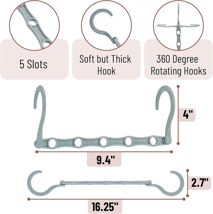 Mr. Pen- Space Saving Hangers, 16 pcs, 360° Rotating Hooks, Magic Cascading Hanger Organizer with 5 Enclosed Slots, Closet Organizers and Storage for Clothes, College Dorm Room Essentials