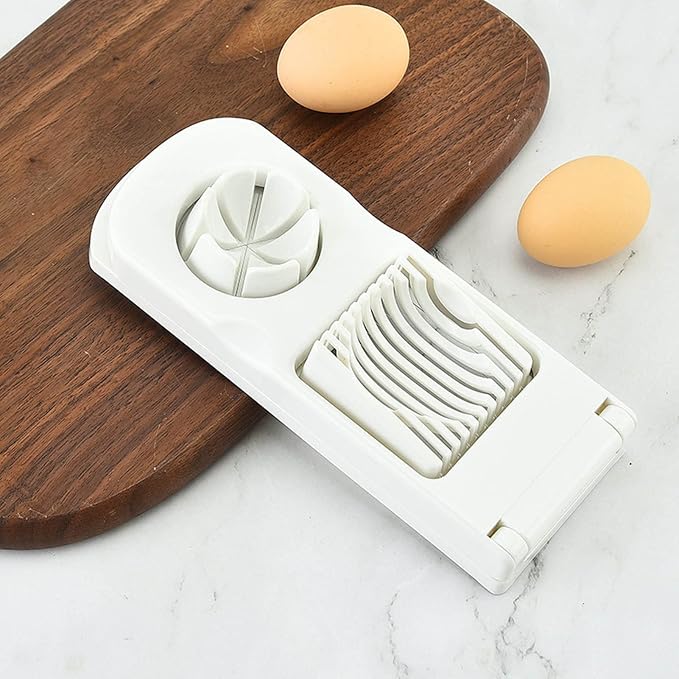 Egg Slicer Cutter, 2 in 1 Small Fruit Banana Slicer Strawberry Egg Cutter Home Kitchen Bar Tool Upgraded Egg Slicer Heavy Duty Aluminium Slicer Egg Slicer for Hard Boiled