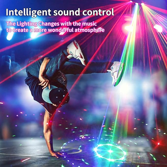 9 Eyes DJ Disco Light, RGB Party Stage Lights by Remote and DMX512 Control, Sound Activated LED Pattern Strobe Lights for Parties Live Light Show Xmas Bar Club Disco Dancing (9 Eyes Lights)