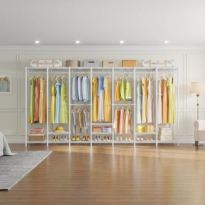 VIPEK V70 Extra Large Clothes Rack Heavy Duty Clothing Rack, Freestanding Wardrobe Metal Closet for Hanging Clothes, Bedroom Organizer and Storage, Max Load 1670lbs, White