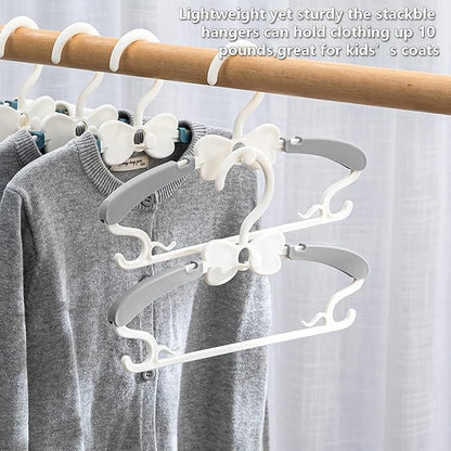 Kids Hangers for Closet, 30 Pack Baby Clothes Hanger, Adjustable Toddler Hangers for Boy Nursery, Cascading Plastic Perchas for Newborn Babies Children Infant, Space Saving Perchas Bebés, Grey
