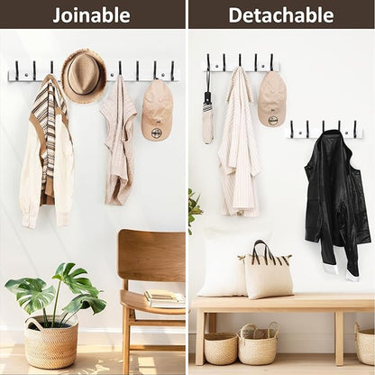 Coat Rack Wall Mount, 16.5 Inches Wood Coat Hooks Wall Mount, Wall Coat Rack with 5 Hooks, Hat Rack Wall Hooks for Hanging Coat, Bag, Towel (1Pack, White)