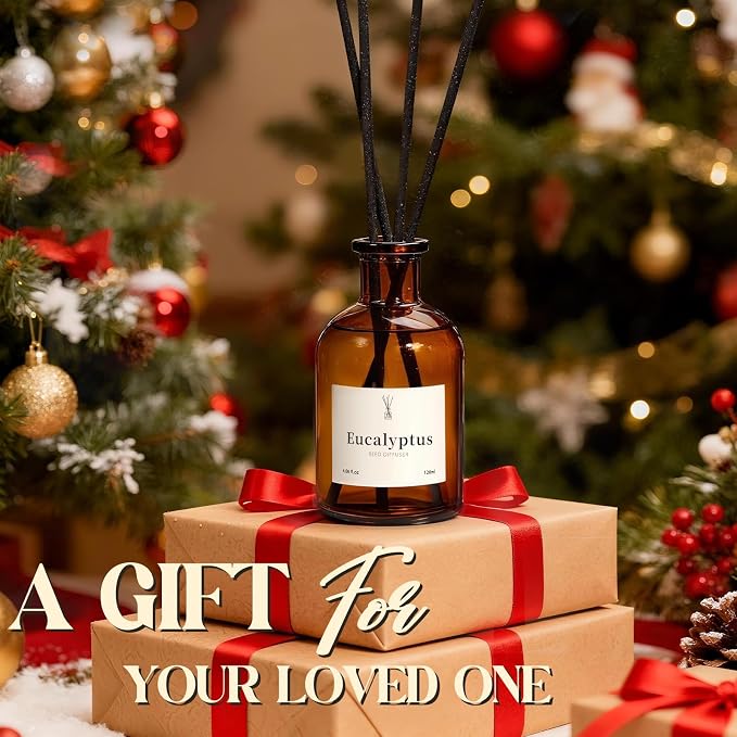 Reed Diffuser Set, 8.12 fl.oz Eucalyptus Scented Diffuser with Sticks, Up to 120 Days, Home Fragrance Reed Diffuser for Bathroom Shelf Decor & Room Freshener, 2 Pack