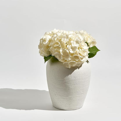LB2 White Ceramic Large Vase, 11" Tall Zen Style vase, Terra Cotta Pitcher Vase, Distressed Farmhouse Decor, Pottery Decorative Flower for Home Decor (A - White 11.8")