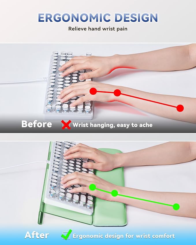 Laborio Computer Keyboard Wrist Rest Stand for Desktop, Keyboard Riser Holder with Wrist Pad for Office Desk, Home, School (Green)
