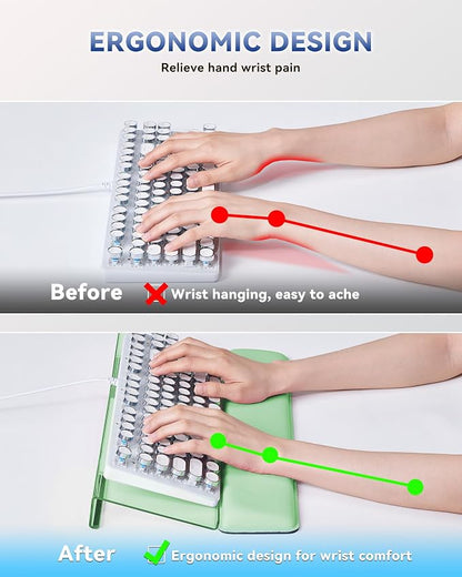 Laborio Computer Keyboard Wrist Rest Stand for Desktop, Keyboard Riser Holder with Wrist Pad for Office Desk, Home, School (Green)