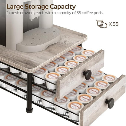 YATINEY Coffee Pod Drawer Holder, 70 Capacity Coffee Capsule Storage Organizer, 2-Tier Coffee Pod Drawer for K Cup, for Home Kitchen, Greige KH28BG