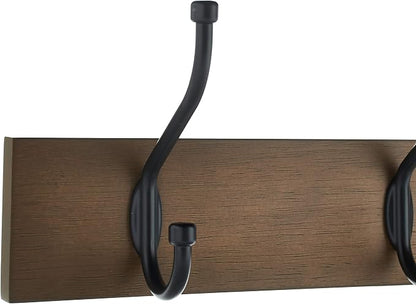 Amazon Basics Rectangular Farmhouse Wall-Mounted Coat Rack for Entryway and Bedroom, Storage Organizer, 5 Hooks, Barnwood | Farmhouse