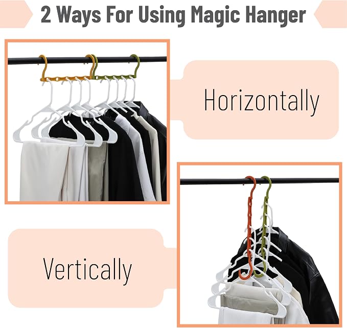 Mr. Pen- Space Saving Hangers, 8 pcs, 360° Rotating Hooks, Magic Cascading Hanger Organizer with 5 Enclosed Slots, Closet Organizers and Storage for Clothes, College Dorm Room Essentials