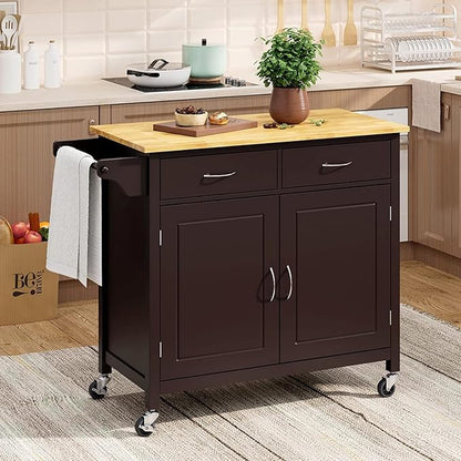 NAFORT Sideboard Buffet with Adjustable Shelves & Sliding Doors, Cream White (Brown), Perfect for Kitchen, Dining or Entryway