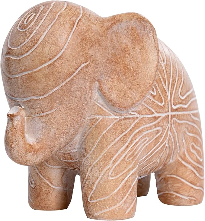 Kakizzy Elephant Statue, African Animal Decor, Wooden Elephant Gift for Women, Boho Decor for Living Room, Shelf, Office（1Pack, Small ）