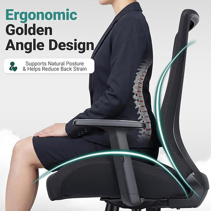 Big and Tall Home Office Desk Chair 500lb Capacity for Heavy People, Ergonomic Wide Mesh Desk Chair with Stepless Recline & Lock, 5.5" Thick Cushion, High Back, Adjustable Height & Armrests
