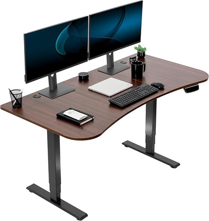 VIVO Electric 63 x 32 in Standing Desk, Touch Screen Adjustment, 220 lb Frame Support, 2E Series, Dark Walnut Top Black Frame, DESK-KIT-2EBD