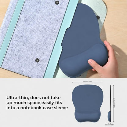 EooCoo Ergonomic Mouse Pad with Wrist Support, Mousepad with Memory Foam Wrist Rest and Non-Slip Base for Computer, Cafe, Home & Office, 9.64 x 8.26 in Office Desk Accessories