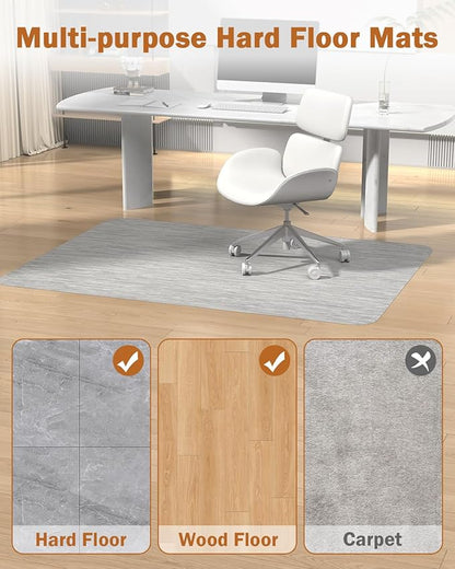 Blvornl Office Chair Mat for Hardwood Floor, 45"*53.1" Desk Computer Chair Mat for Hard Wood, Large Anti-Slip Hard Floor Protector Rolling Chair Mat, PVC Mat Desk Rug for Office and Home Silver Grey