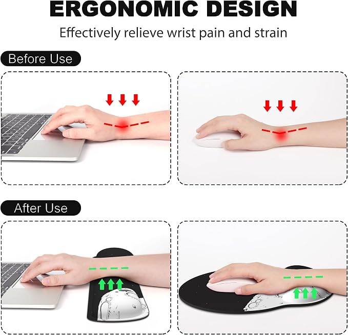 Ergonomic Mouse Pad with Wrist Rest and Keyboard Wrist Rest, Mousepad and Wrist Rest for Computer Keyboard, Pain Relief, Non-Slip Rubber Base, Mouse Pad with Wrist Support for Gaming, Astronaut