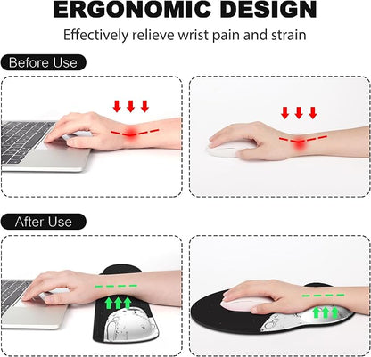 Ergonomic Mouse Pad with Wrist Rest and Keyboard Wrist Rest, Mousepad and Wrist Rest for Computer Keyboard, Pain Relief, Non-Slip Rubber Base, Mouse Pad with Wrist Support for Gaming, Astronaut