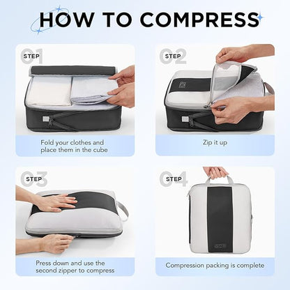10 Set Compression Packing Cubes for Travel Essentials,Compressible Expandable Packing Cubes for Suitcase,OlarHike Luggage Garment Bags for Travel,Handy Helper for Organizing Clothes(Black)
