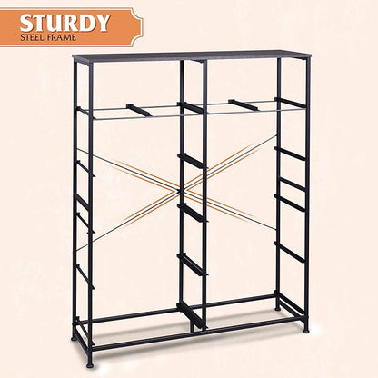 Tall Console Table with 12 Fabric Drawers, Tall Storage Organizer with Wood Top, Entryway Table with Storage, Steel Frame for Living Room, Hallway, Office, Charcoal Black