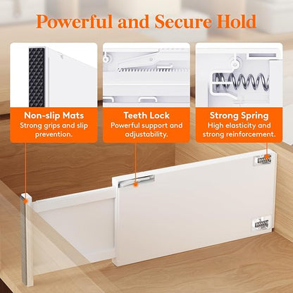 Lifewit 5 Pack 6" High Drawer Dividers 34-56cm/13.5-22" Adjustable Drawer Organizer for Clothes/Utensils, Expandable Drawer Separator in Dresser/Kitchen/Bedroom/Office Organization & Storage White