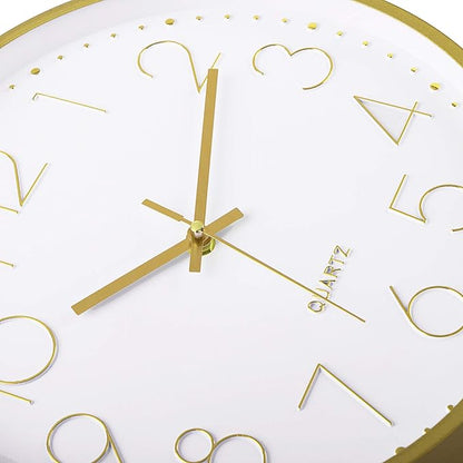 Foxtop Gold Wall Clock 12 Inch Silent Non-Ticking Battery Operated Round Quartz Modern Wall Clock for Office Living Room Kitchen Bedroom Home Decor