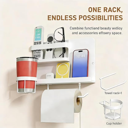 A Gentle Bedside Floating Shelf (White) Self-Adhesive It Serves as a Handy Storage Solution and Also Adds a Cute Touch to the Room. Suitable for Both Bedrooms and Offices Male and Female Dormitories