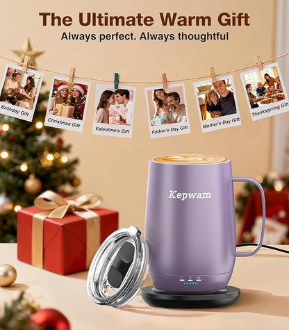 Kepwam Heated Coffee Mug T2-Plus, 20oz Leading Large Capacity Self Heating Coffee Mug, Up to 8 Hrs Battery & Hot Up to 149℉, Smart Coffee Mug for Women, Men