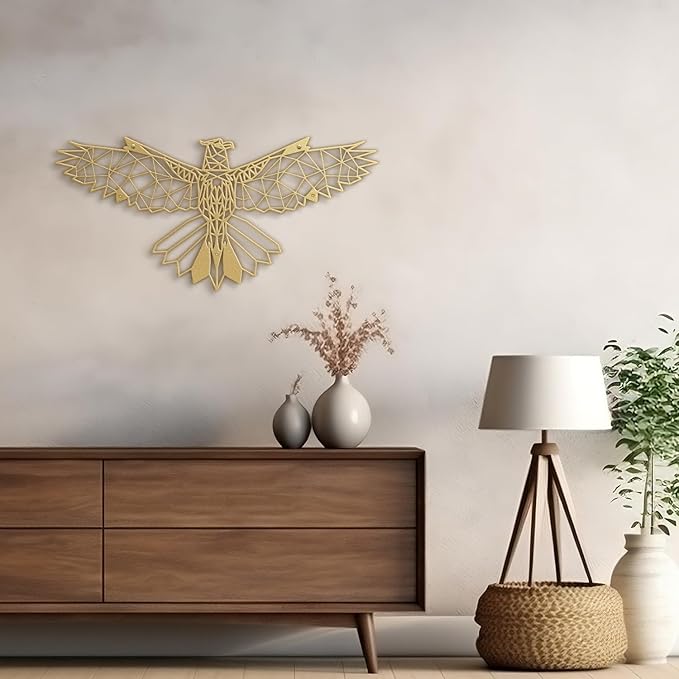 SIGNLEADER Metal Wall Art Decor Eagle Strikes the Sky Modern Abstract Wall Sculpture Hangings Home Decoration for Living Room, Bedroom, Bathroom, Kitchen, Outdoor - 18" Gold