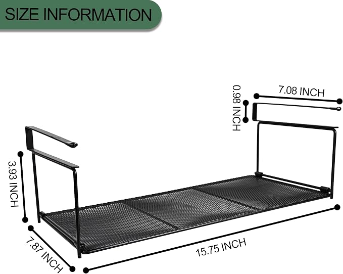 Foldable Metal Under Cabinet Organizer,Multi-Functional Hanging Storage Rack for Aluminum Foil,Plastic Wrap,Kitchen Wipes,Space-Saving,Tool-Free Install,Rust-Resistant,Ideal for Kitchen (Black)