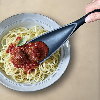 Cooking Spoon for Nonstick Cookwares, VOVOLY Silicone Spoon for Mixing, Scoop, and Scrape,Seamless Design, 12.6'', 2 Pack, Black