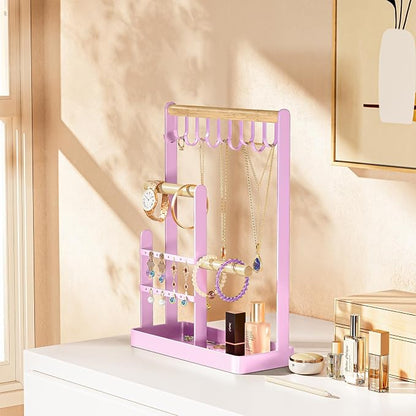 ProCase Cute Jewelry Stand, Aesthetic Jewelry Organizer for Dresser Vanity, Jewelry Holder Display for Necklaces Earrings, Gifts for Teen Girls Women, Bedroom Dorm Decor -Medium, Purple