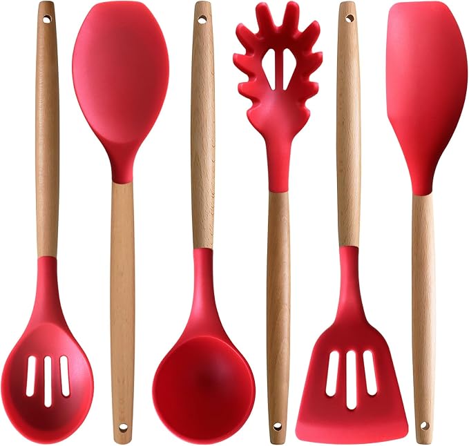 TTVOVO Cooking Utensils Set, Red 6Pcs