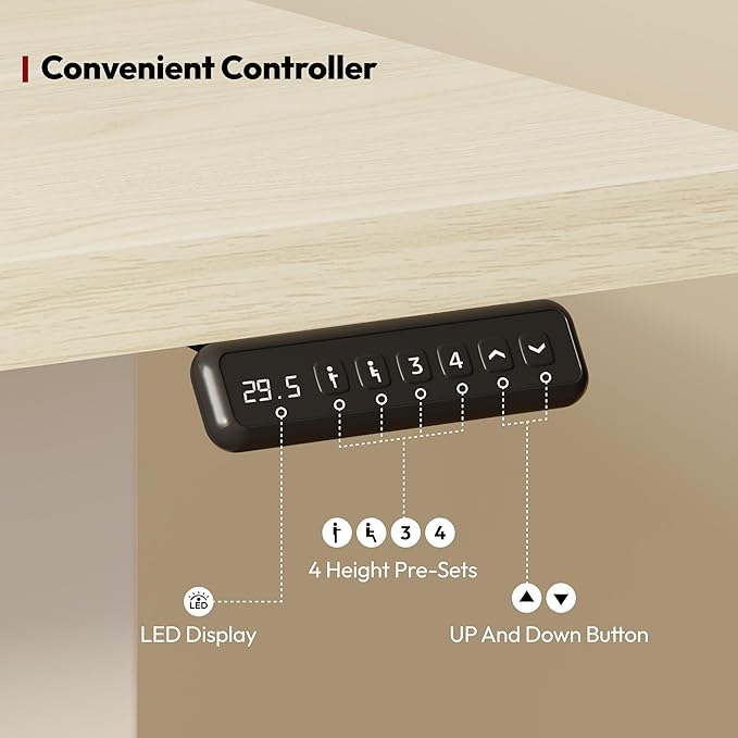 SANODESK L Shaped Standing Desk Adjustable Height, Electric Corner Standing Desk, 63 x 48 inch Sit Stand Computer Table with Splice Board, Maple