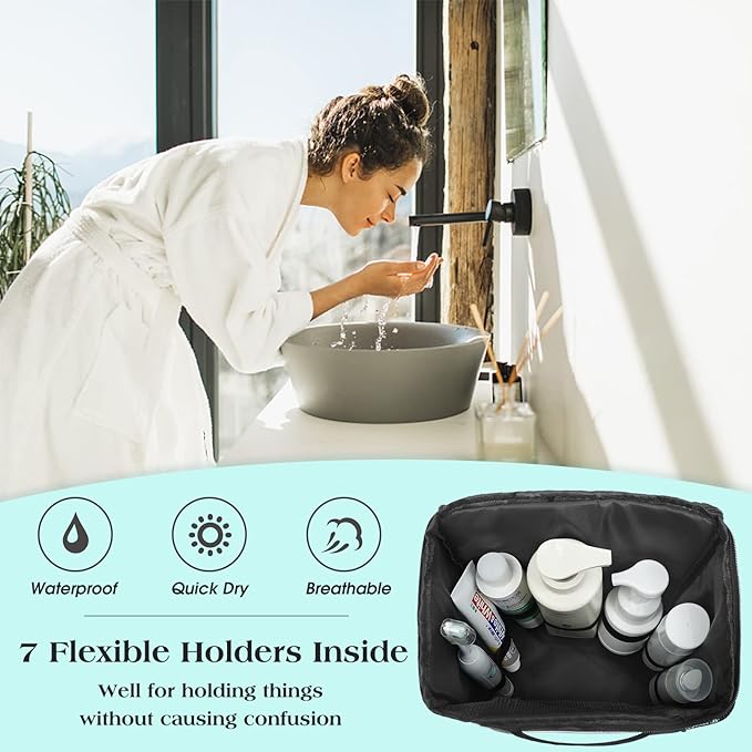 Attmu Mesh Shower Caddy Portable Dorm Tote Bag, Quick Dry Hanging Toiletry Bag, Large Capacity Shower Bag for College Dorm Room Essentials for Boys and Girls for Bath Camping (Black)