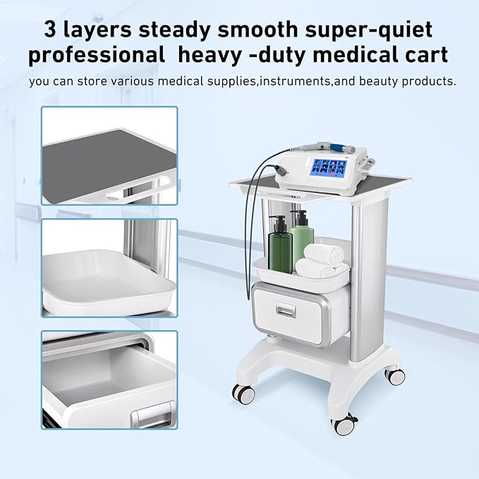 Portable Professional Medical Trolley Cart Load 130 Lbs with Drawers and Silent Wheels for Beauty SPA Home Hospital Office Medical Clinic
