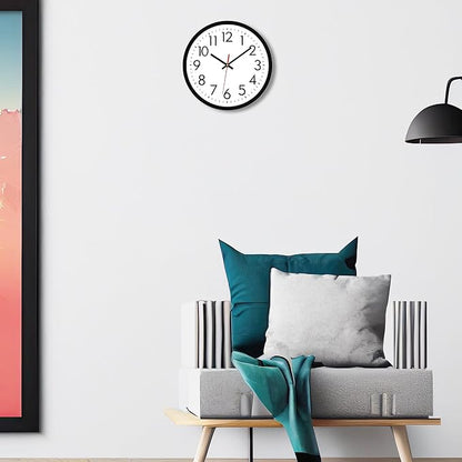 Lumuasky 2 Pack Black Wall Clock,12 Inch Silent Non Ticking Quartz Battery Operated Round Analog Classic Clock for Classroom School Office Living Room Bedroom Home