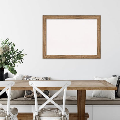 Amanti Art White Cork Board for Wall, 24x32 Vision Board with Brown Wood Frame, Medium Corkboard Office Decor for Home Organization, Rustic Farmhouse Corkboard Pinboard to display items for home