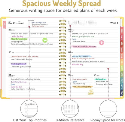 Forvencer 2026 Planner, Hardcover Calendar Planner Weekly and Monthly, Jan 2026 - Dec 2026, 6" x 8", Spiral Agenda Book with Tabs, Exquisite Daily Journal Organizer for Home School, Black